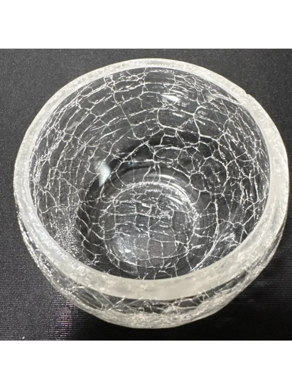 Clear Crackle Glass Globe Vase Round Bowl Candle Holder Orb Tea Light Candle
